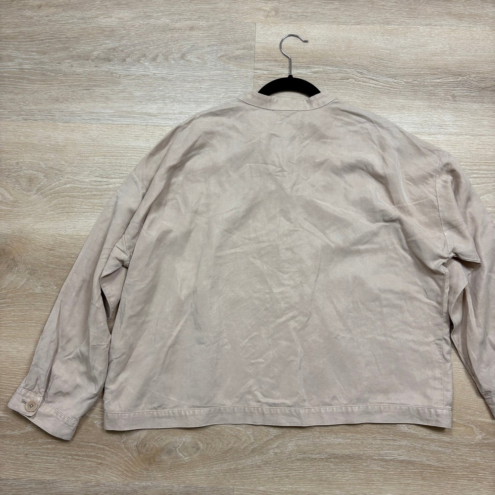 Eileen Fisher Linen Blend Oversized Button Front Cropped Jacket Women's XL Cream - Picture 5 of 5